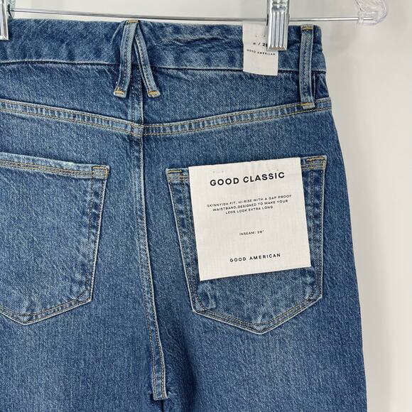 Good American Good Crop Raw Hem Slim Jeans Blue 940 Size 2/26 NWT - Picture 7 of 8